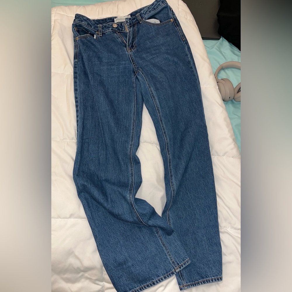 Stradivarius Dark Blue Straight Leg Jeans